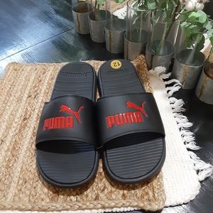 Sale! Men's puma sliders black red logo sandals